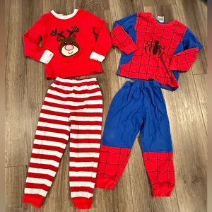 Bundle of Boys 4T Reindeer and Spider-Man Pajama Sets
